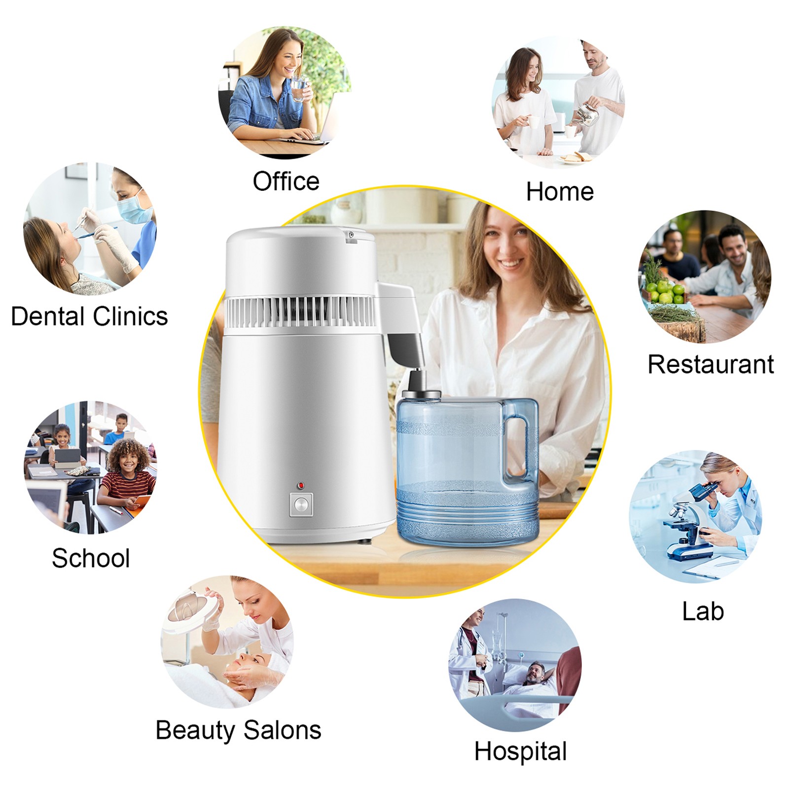 VEVOR 4L Water Distiller Purifier Machine Countertop Stainless Steel Interior