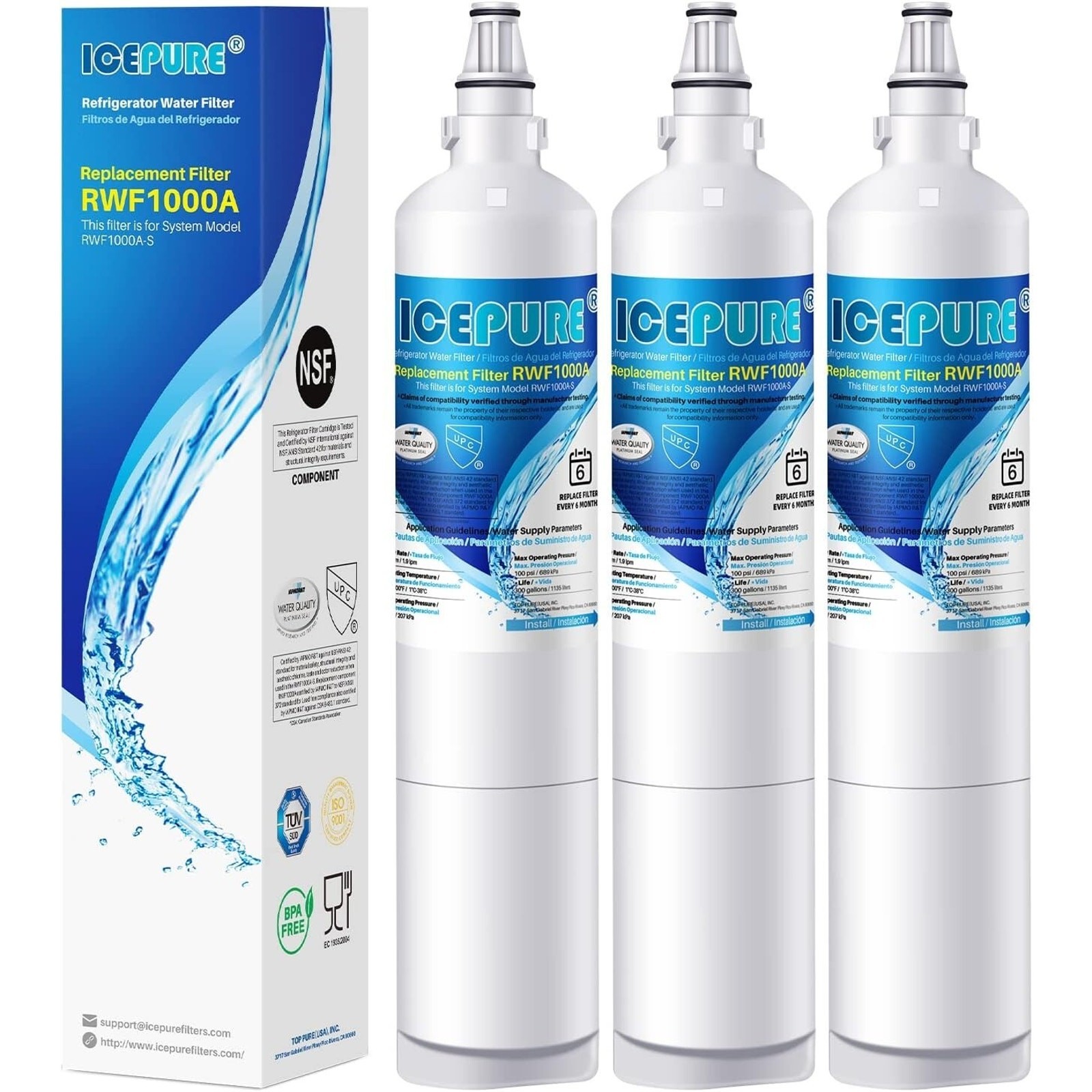 Replacement Water Filter LG LT600P Kenmore 9990 5231JA2006A Refrigerator 3-Pack