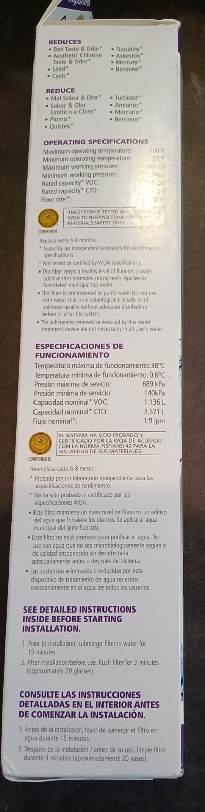 Culligan Refrigerator Replacement Cartridge Filter RF-G2A Replaces Multiple GE