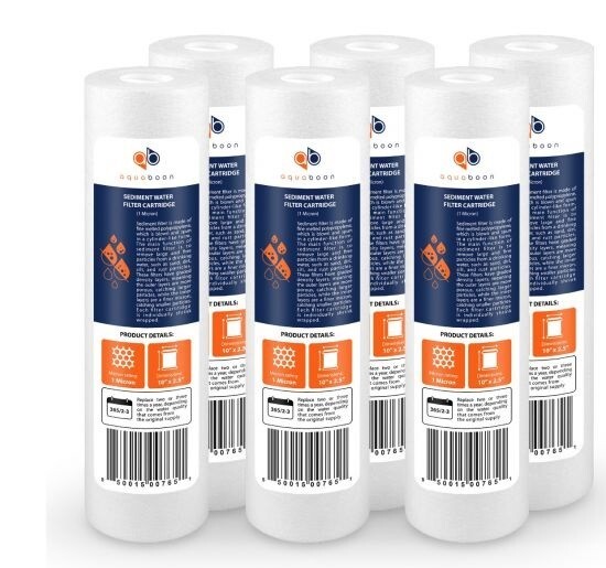 Aquaboon 6pk 1 Mic 10″ Sediment Water Filters for Any Standard RO Unit