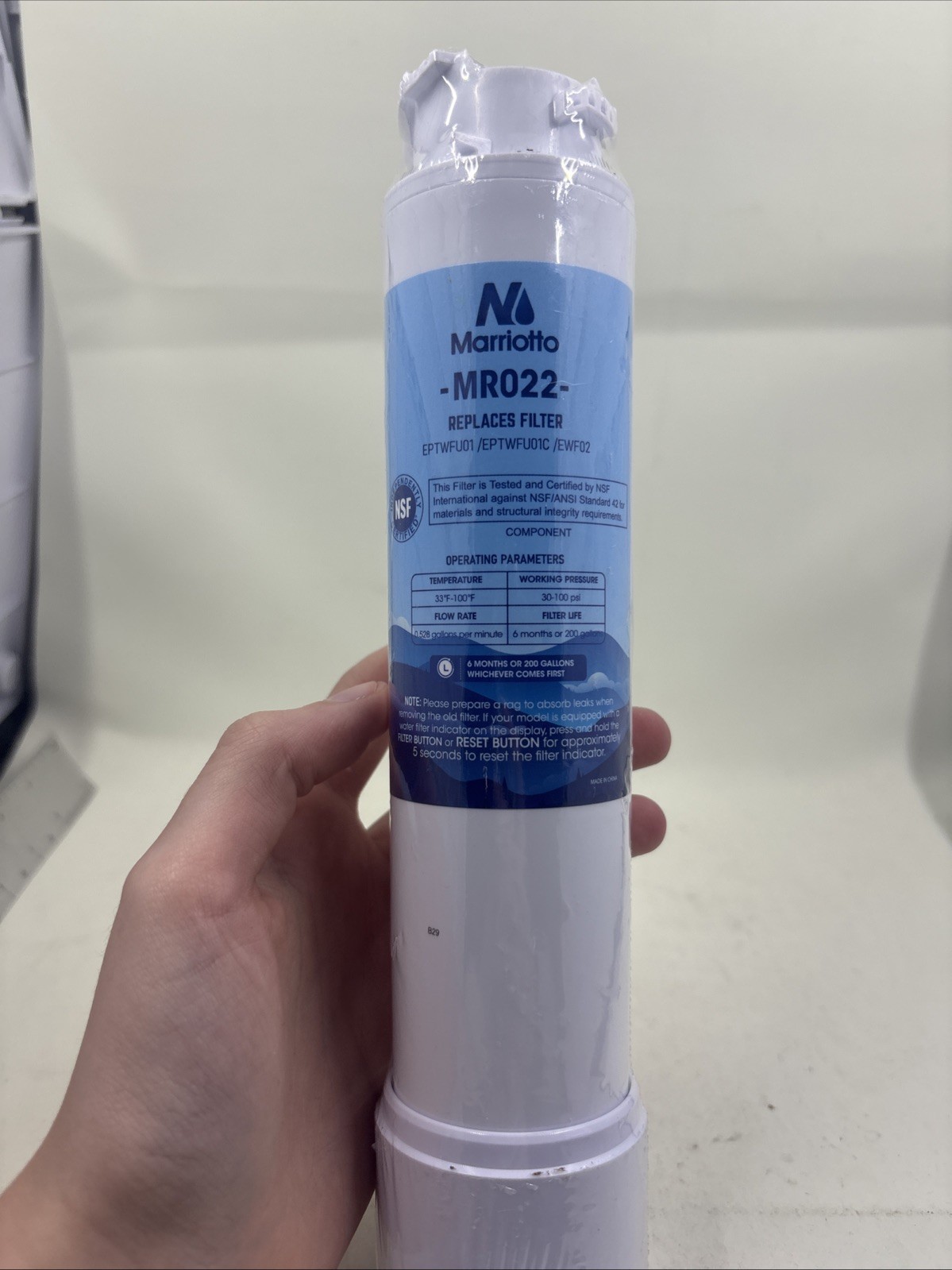 Marriotto MR022 Replacement Water Filter -New Sealed