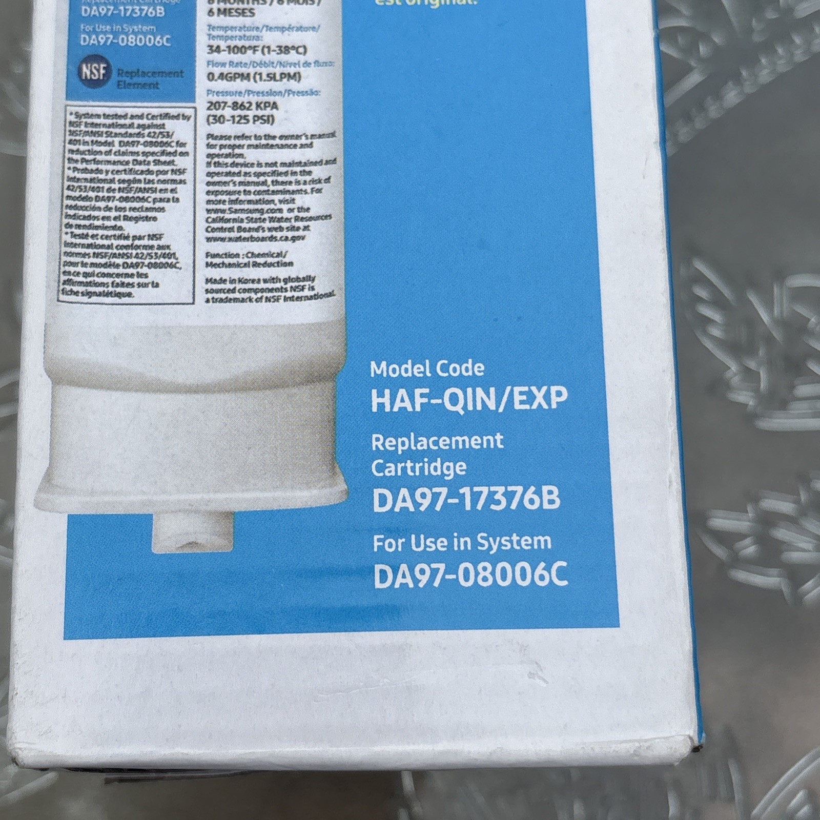 Samsung HAF-QIN/EXP Genuine Refrigerator Water Filter Reduces 99% of Harmful Con