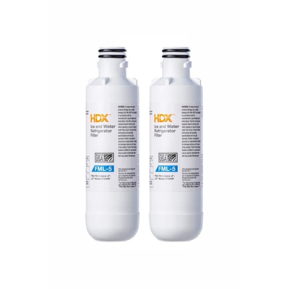 2-Pack HDX FML-5 Refrigerator Water Filter Replacement for LG LT1000P New OB