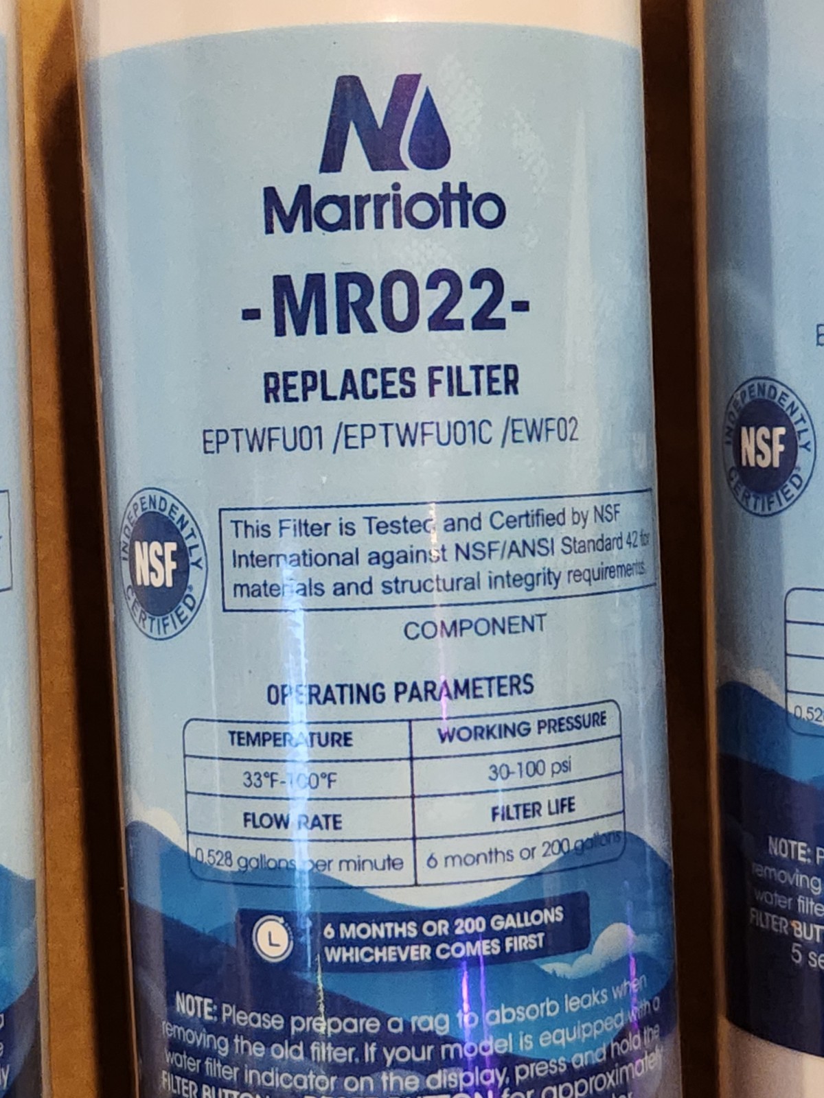 Marriotto MR022 Replacement Refrigerator Water Filter – Pack Of 3 – New Sealed