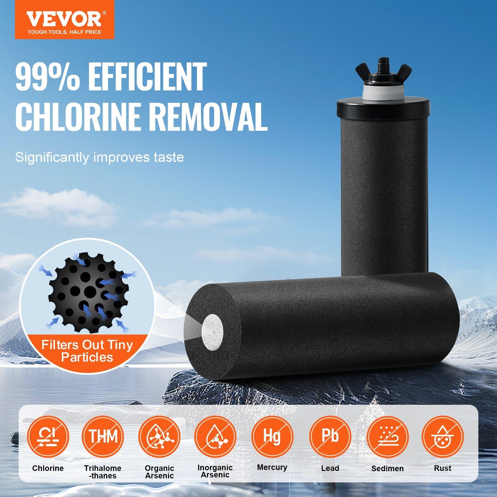 2.25G Portable Gravity Water Filter 304 Stainless w/2 Replaceable Filters