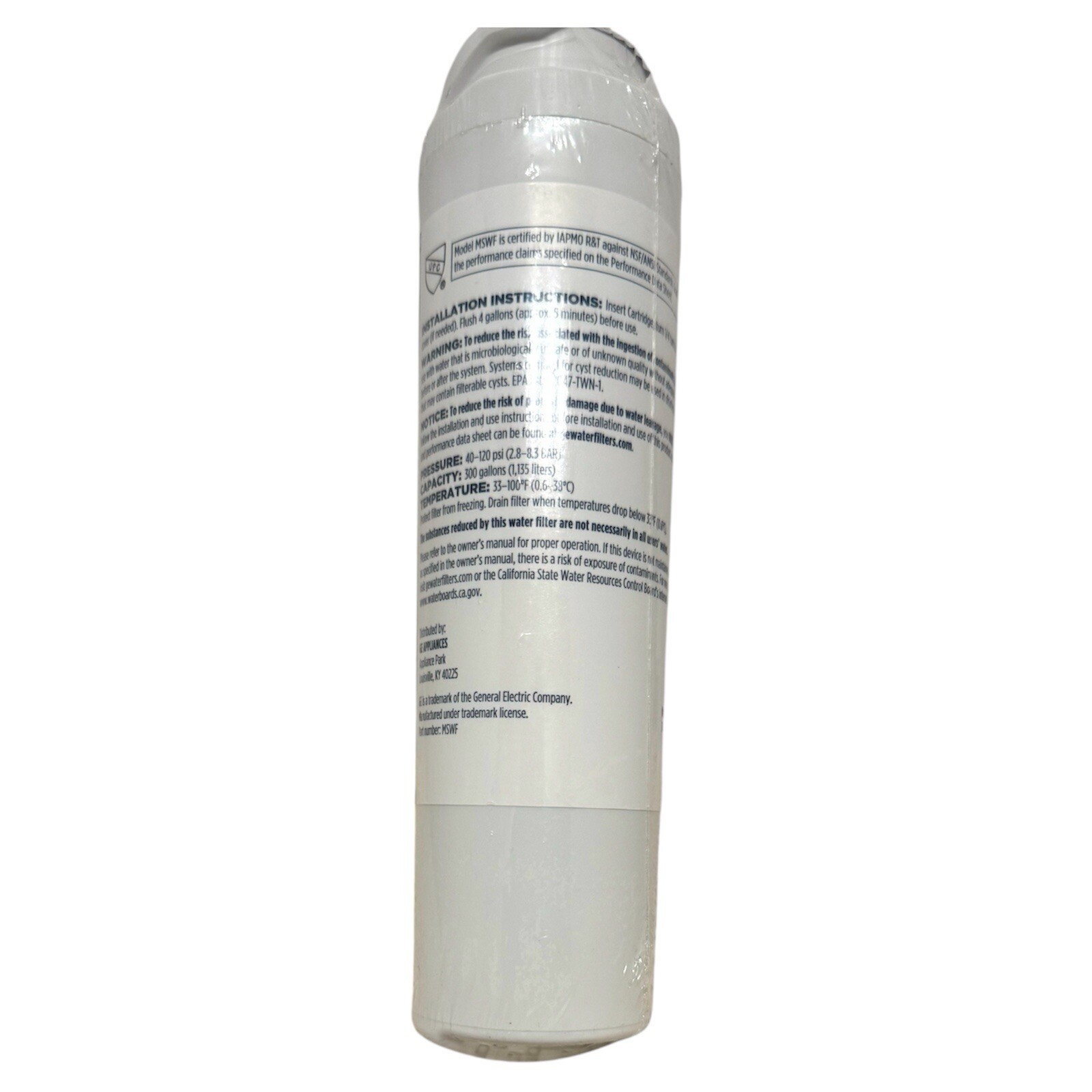 Genuine GE MSWF SmartWater Refrigerator Replacement Water Filter New No Box