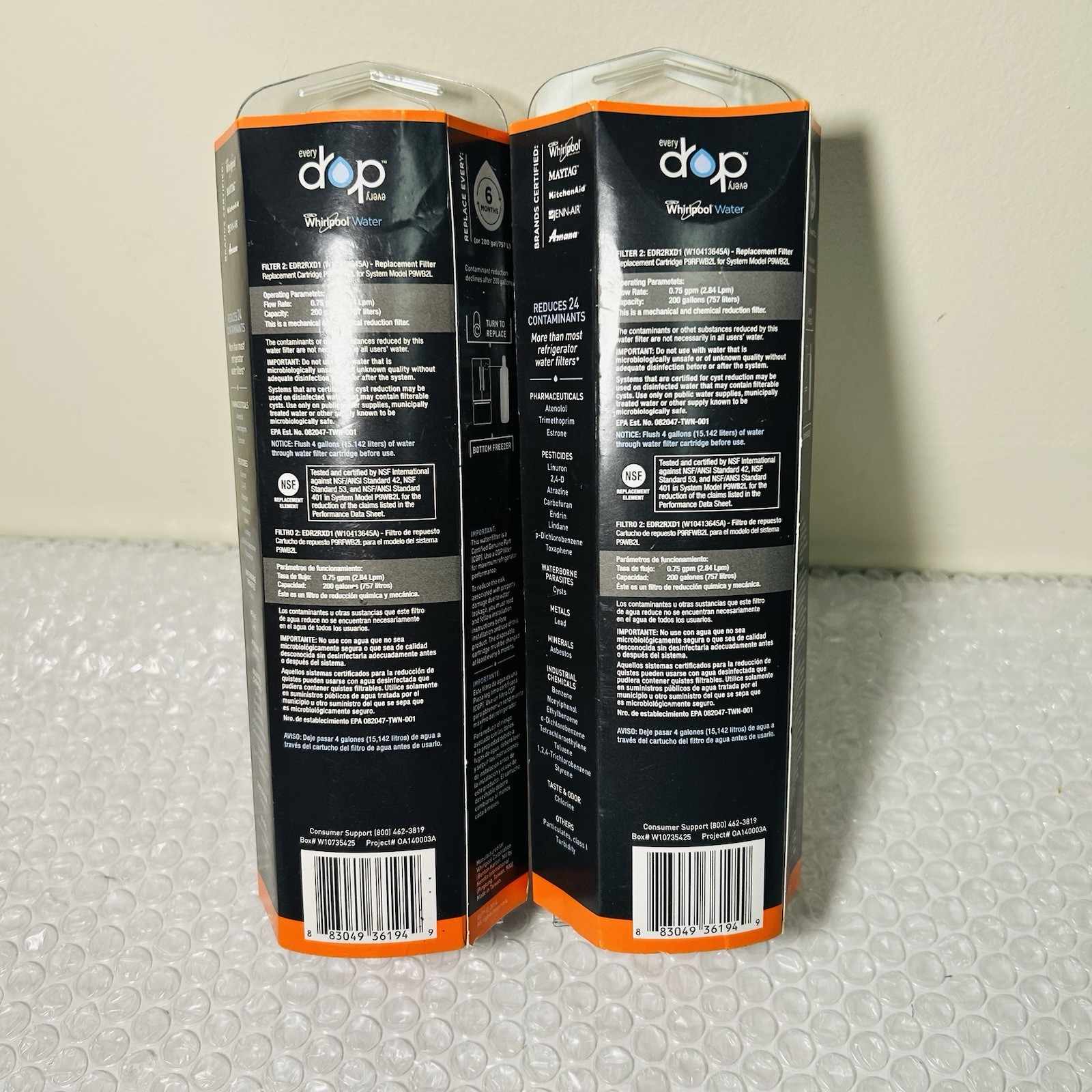 EveryDrop 2 Ice And Water Refrigerator Water Filter ΕDR2RXD1 Lot 2 Pack NEW