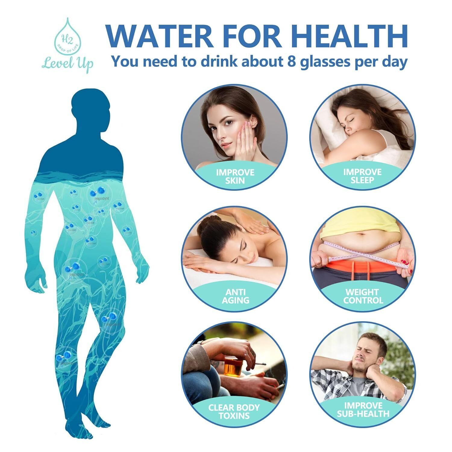 Hydrogen Rich Generator Water Cup Alkaline Ionizer Maker Bottle Anti-Oxidation