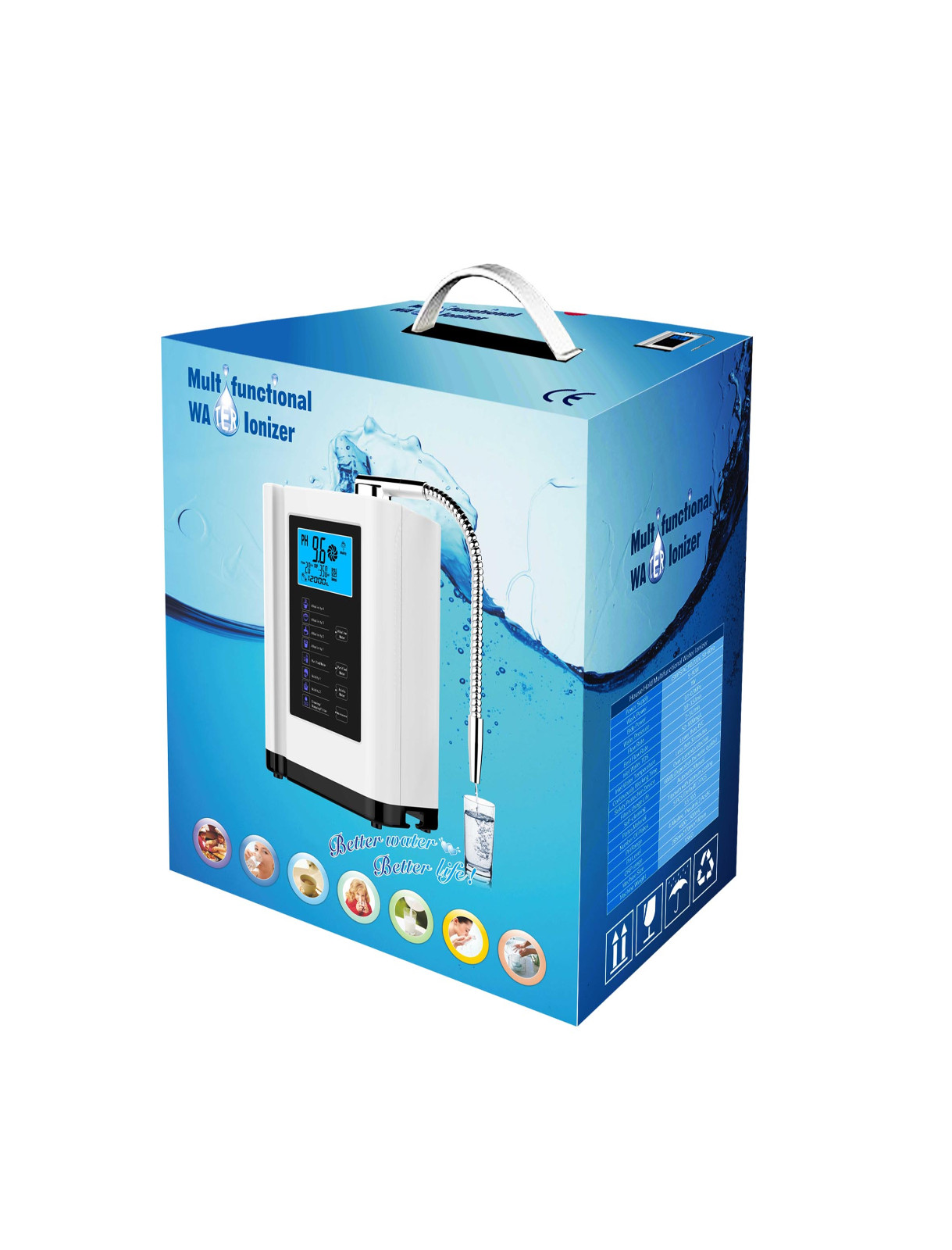 Alkaline Water Ionizer machine hydrogen water Purifier pH3.5-10.5 Water filter