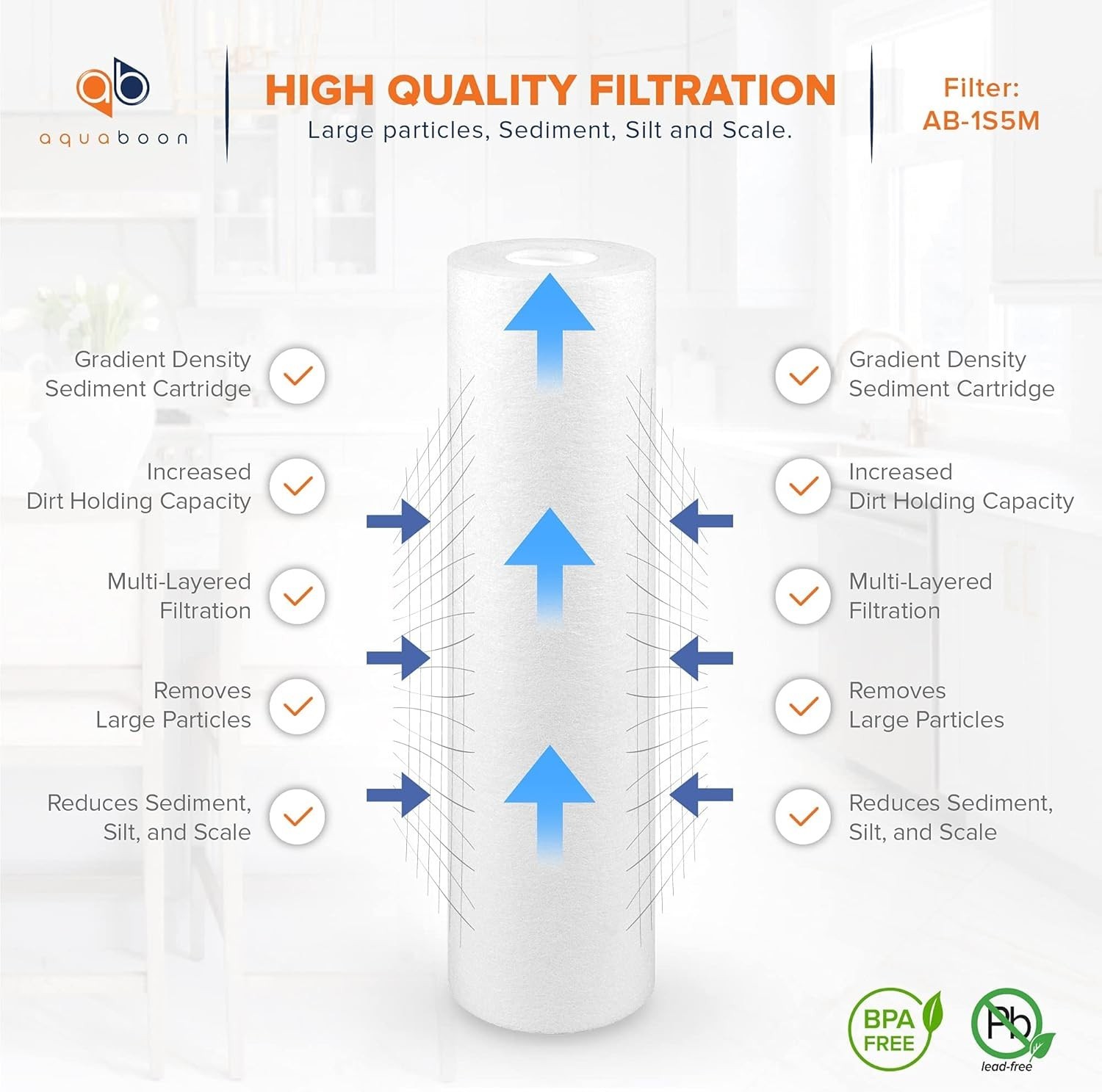 5 Micron 10 x 2.5 Sediment Filter – Whole House Water Filter Replacement Comp…