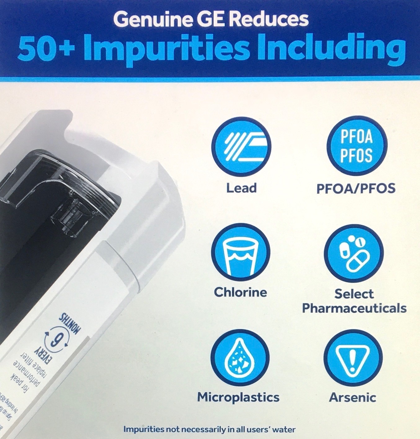 GE XWFE Refrigerator Water Filter, Certified To Reduce 50+ Impurities, Sealed