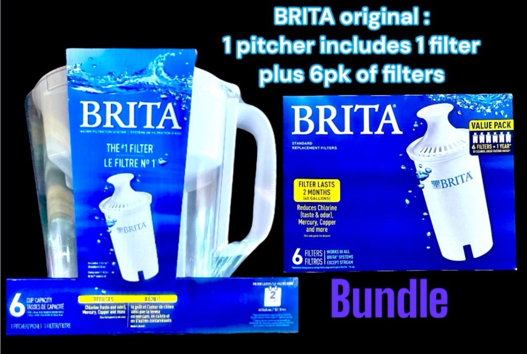 BRITA water Filter 6 Cup Pitcher W 1 Filter and 6 Extra Filters BUNDLE DEAL