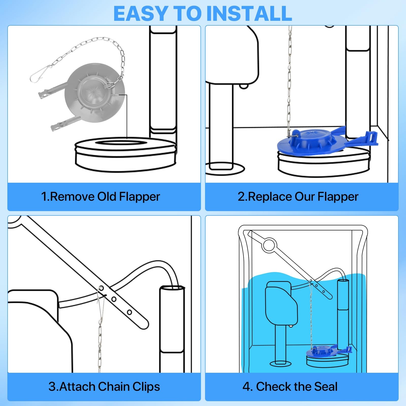 Universal Toilet Flapper Replacement Kit, 2 Inch Toilet Tank Flapper with Sta…