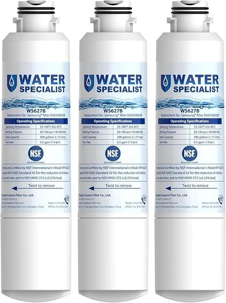 Waterspecialist WS627B Refrigerator Water Filter 3-Pack Samsung DA29-00020B