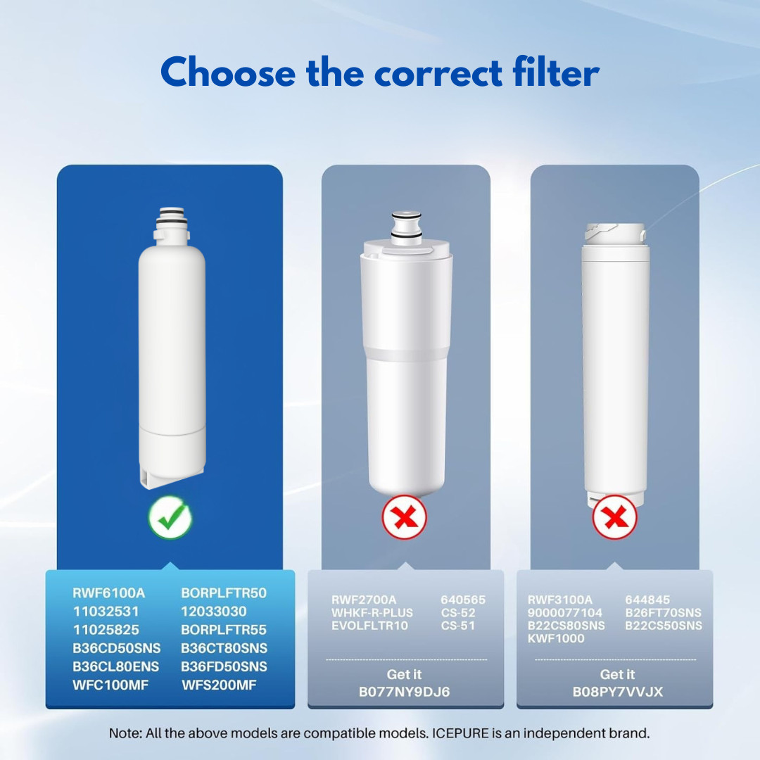 4pc Water Filter Replacement for Bosch Ultra Clarity Pro BORPLFTR50, BORPLFTR55