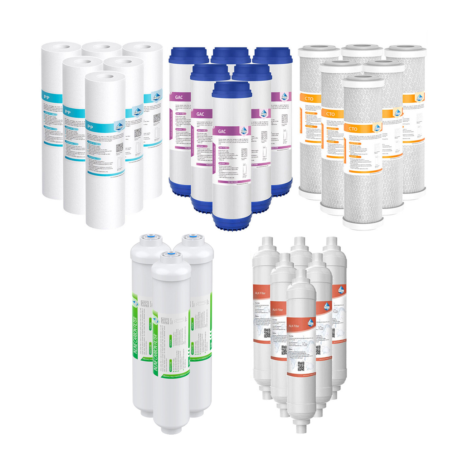 5/6 Stage Reverse Osmosis System Sediment Water Filter Cartridges 1/2/3-Year Set
