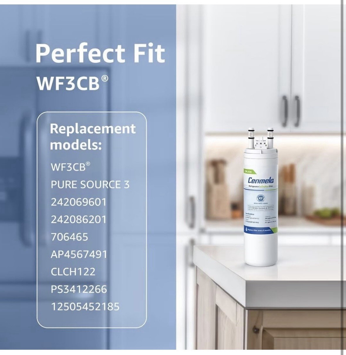 WF3CB Replacement Water Filter, Compatible Frigidaire 3 pack (see Description)