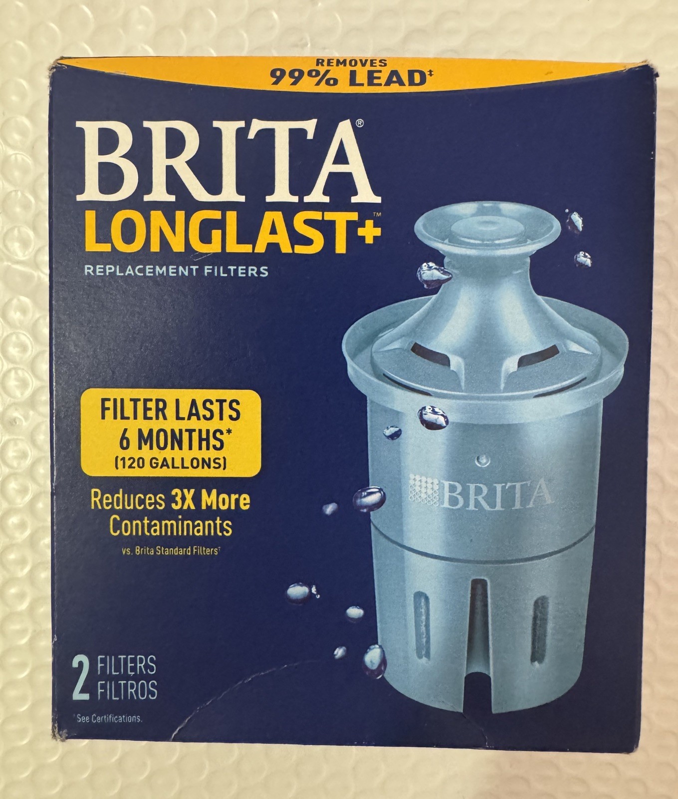Brita Longlast Plus Replacement Filters for Pitchers Dispensers – 2 Count