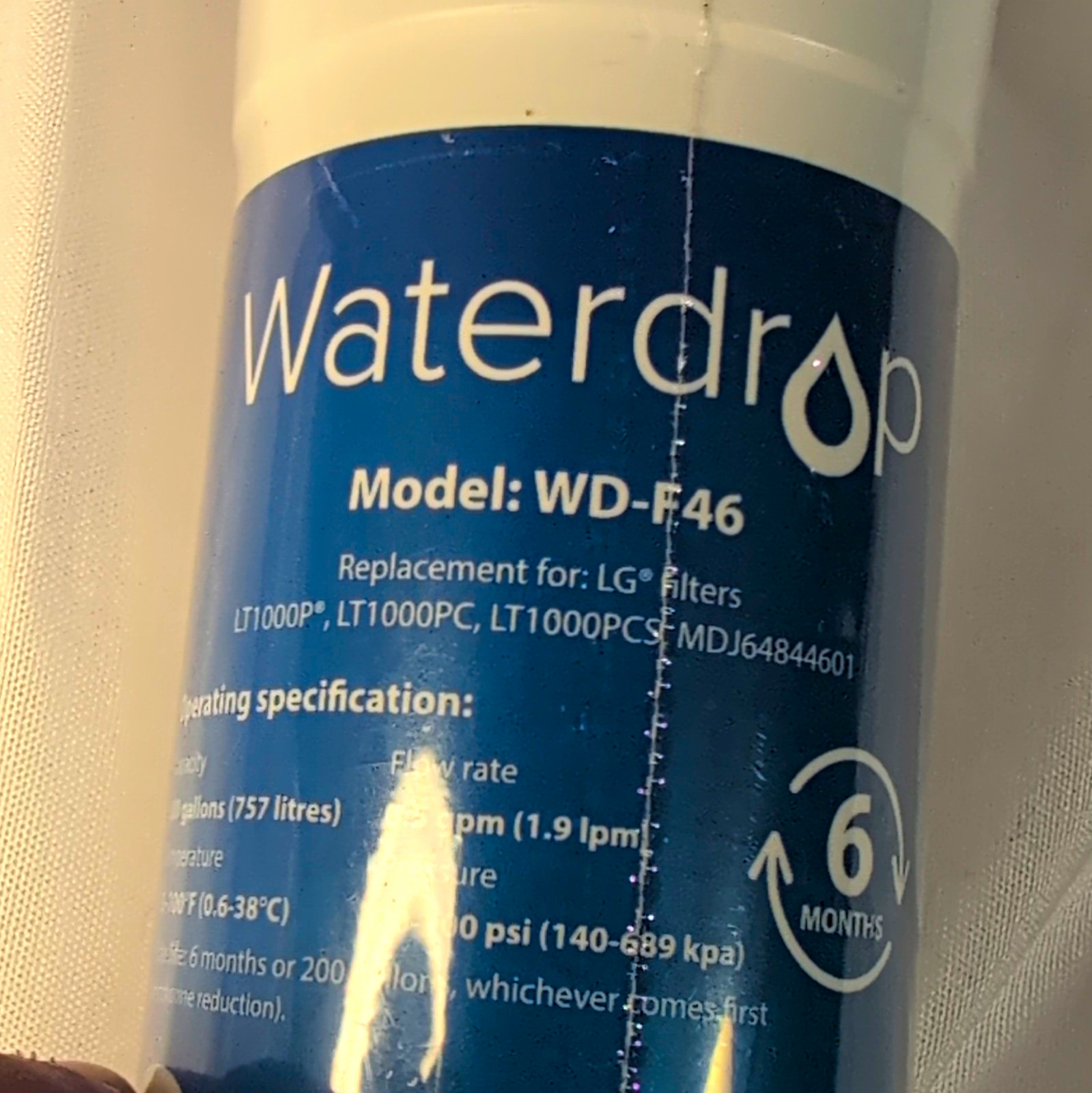 Waterdrop WD-F46 Water Filter for LG LT1000P LT1000PC LT1000PCS 200 gal