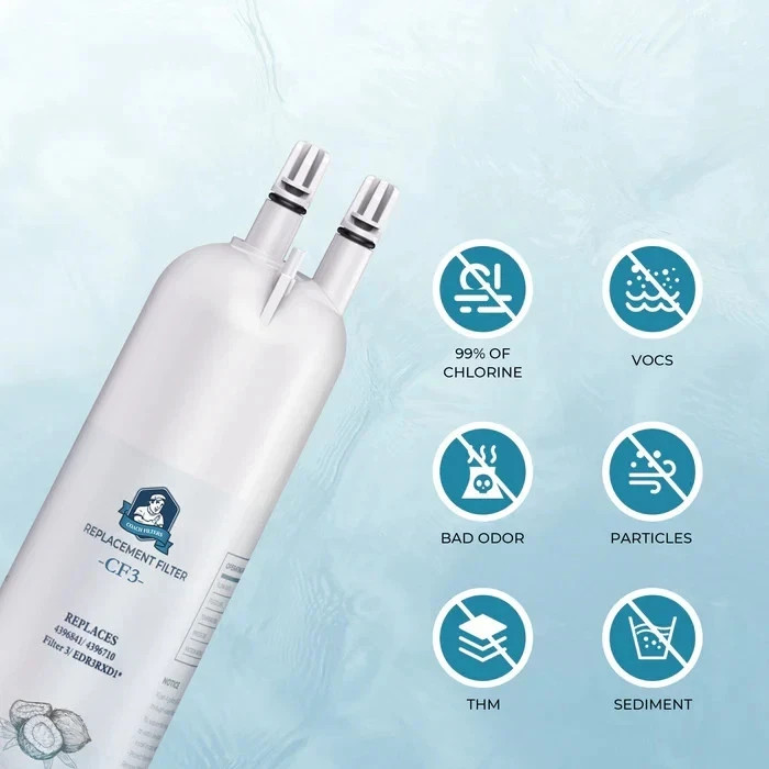 3 Pck Fridge Filter 4396841, 4396710, Filter 3, EDR3RXD1