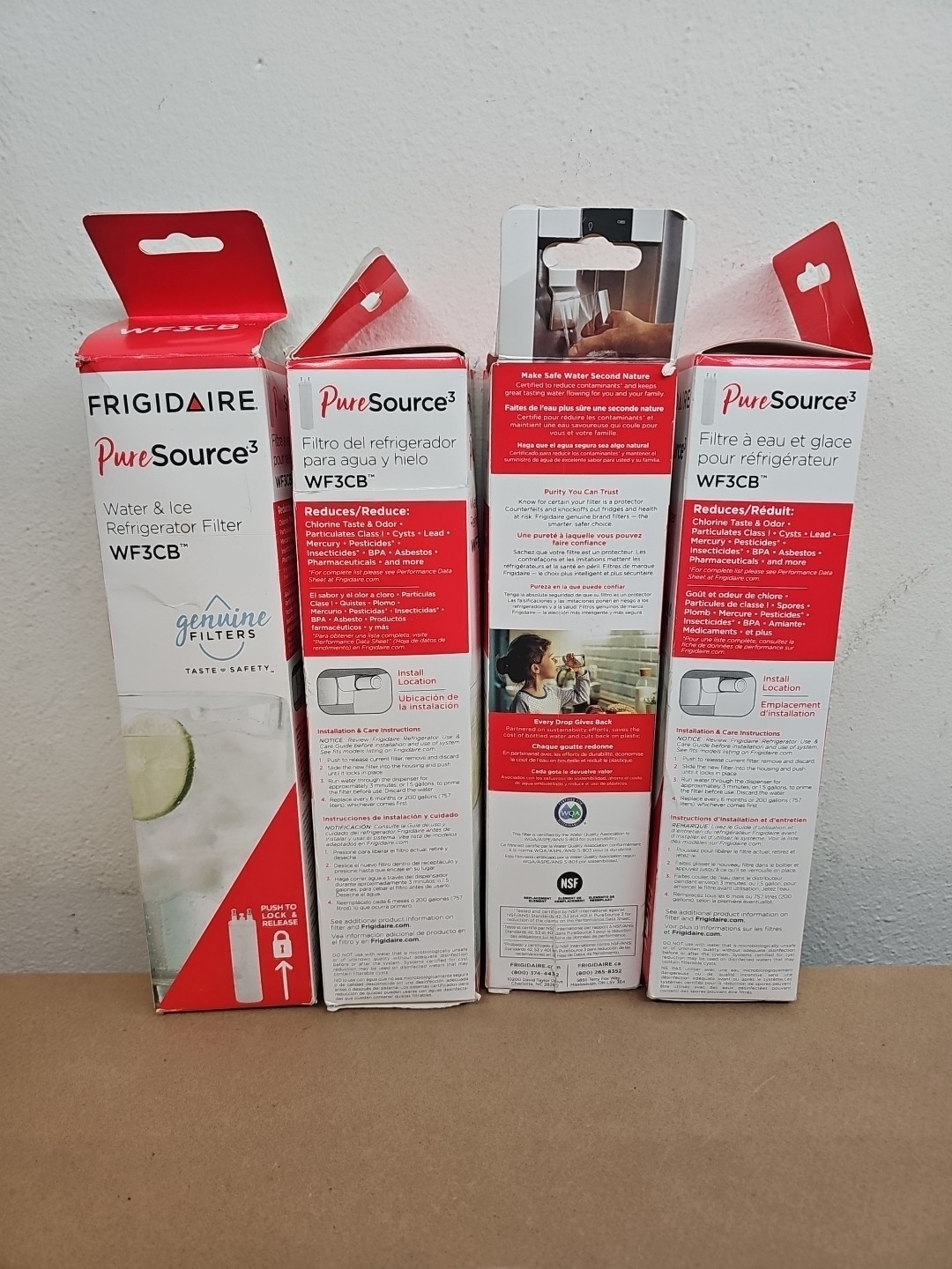 NEW LOT OF 4 OEM Frigidaire WF3CB Pure Source 3 Water & Ice Refrigerator Filter