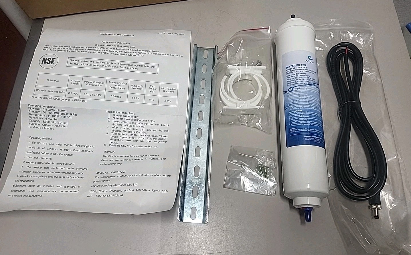 RV Water Filter(ACUVA) Chlorine ODOR COMPLETE KIT MOUNT BRACKET