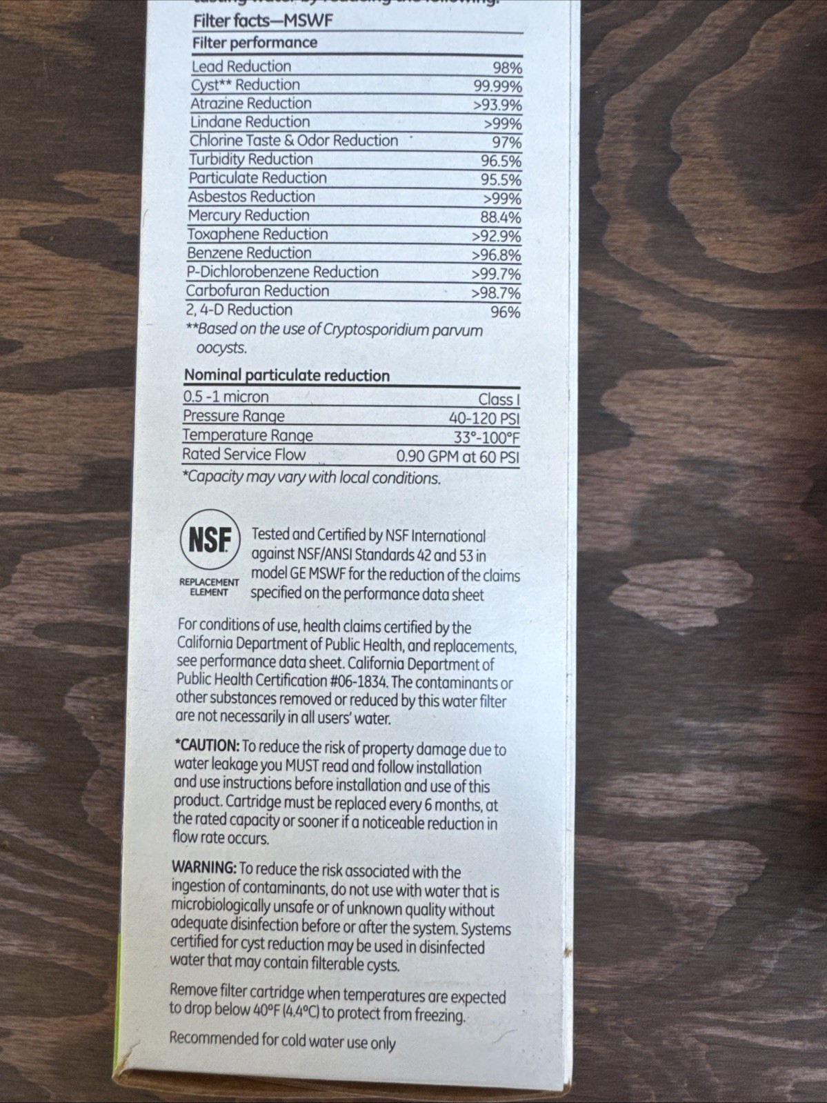 GE MSWF refrigerator water filter replacement SmartWater Filter new – 2 PACK