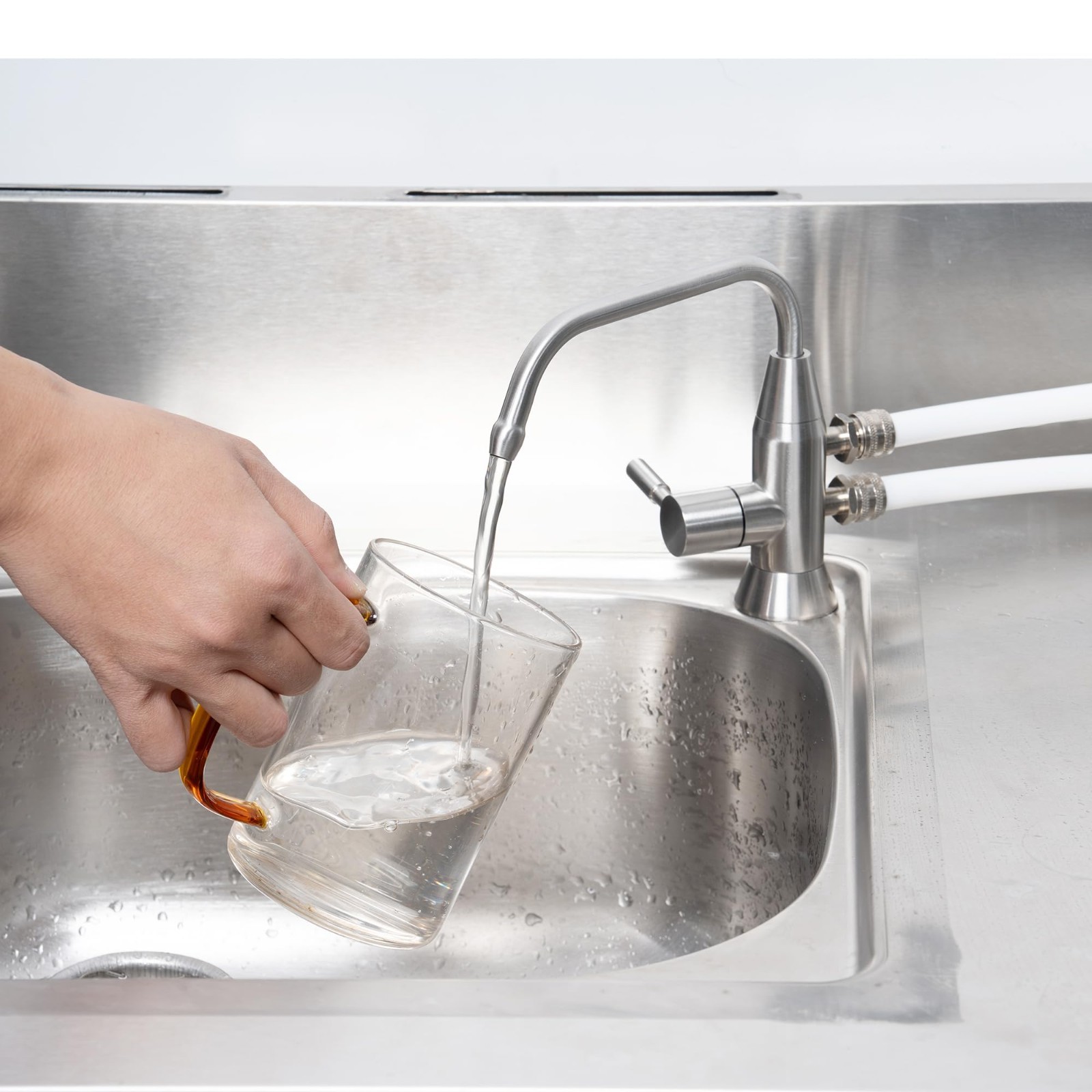 Stainless Steel Alkaline Water Faucet 1/2″ Dual Spout Ionizer for Filtration Sys