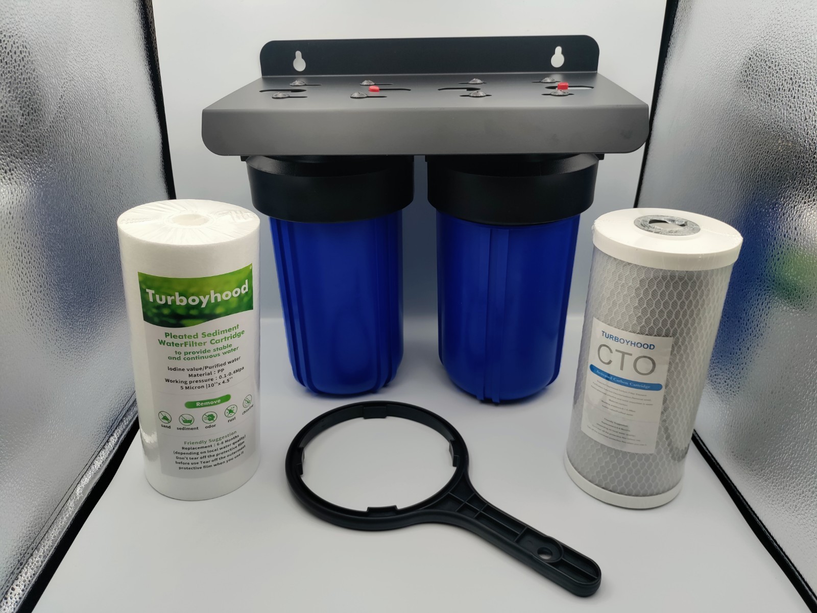 Turboyhood Whole House Water Filter System 5-Stage 10″ 1″ Ports Sediment Carbon