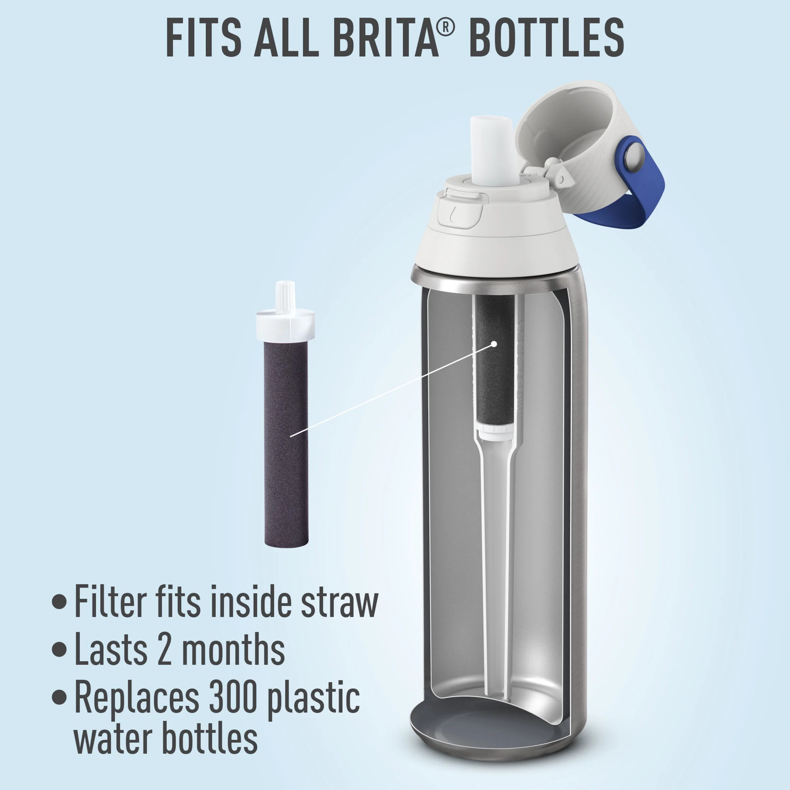 Premium Water Bottle Filter Replacements, 3 Count