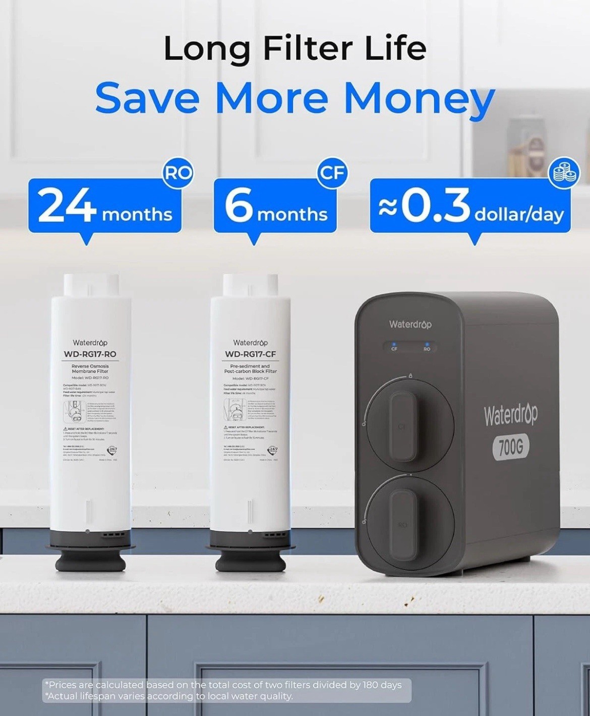 Waterdrop G5P700 Reverse Osmosis Water Filter, NSF/ANSI 372 Certified, 700GPD