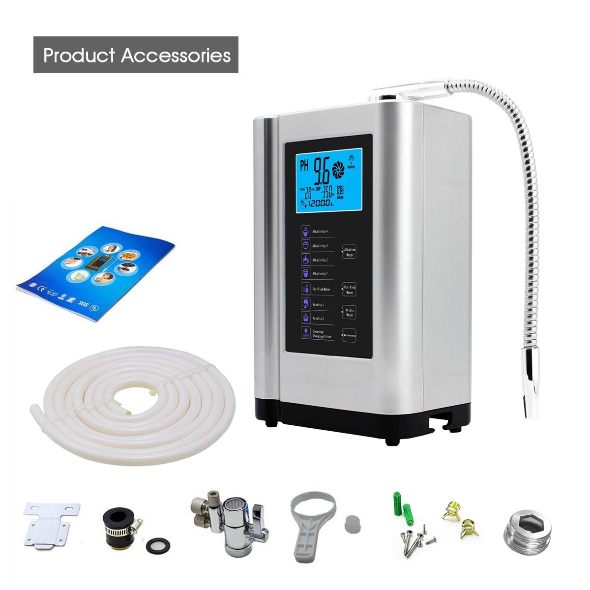 Alkaline Water Ionizer machine hydrogen water Purifier pH3.5-10.5 Water filter