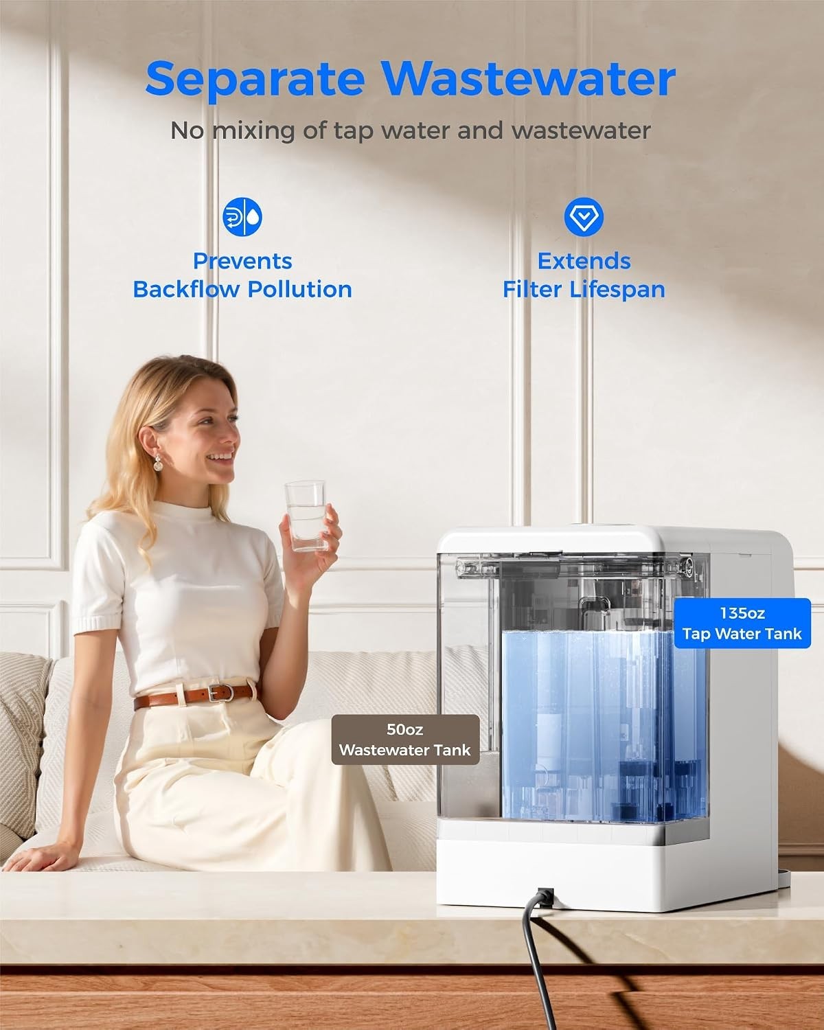Waterdrop M6SL Mineral Reverse Osmosis System Countertop Water Filter, 8-Stage