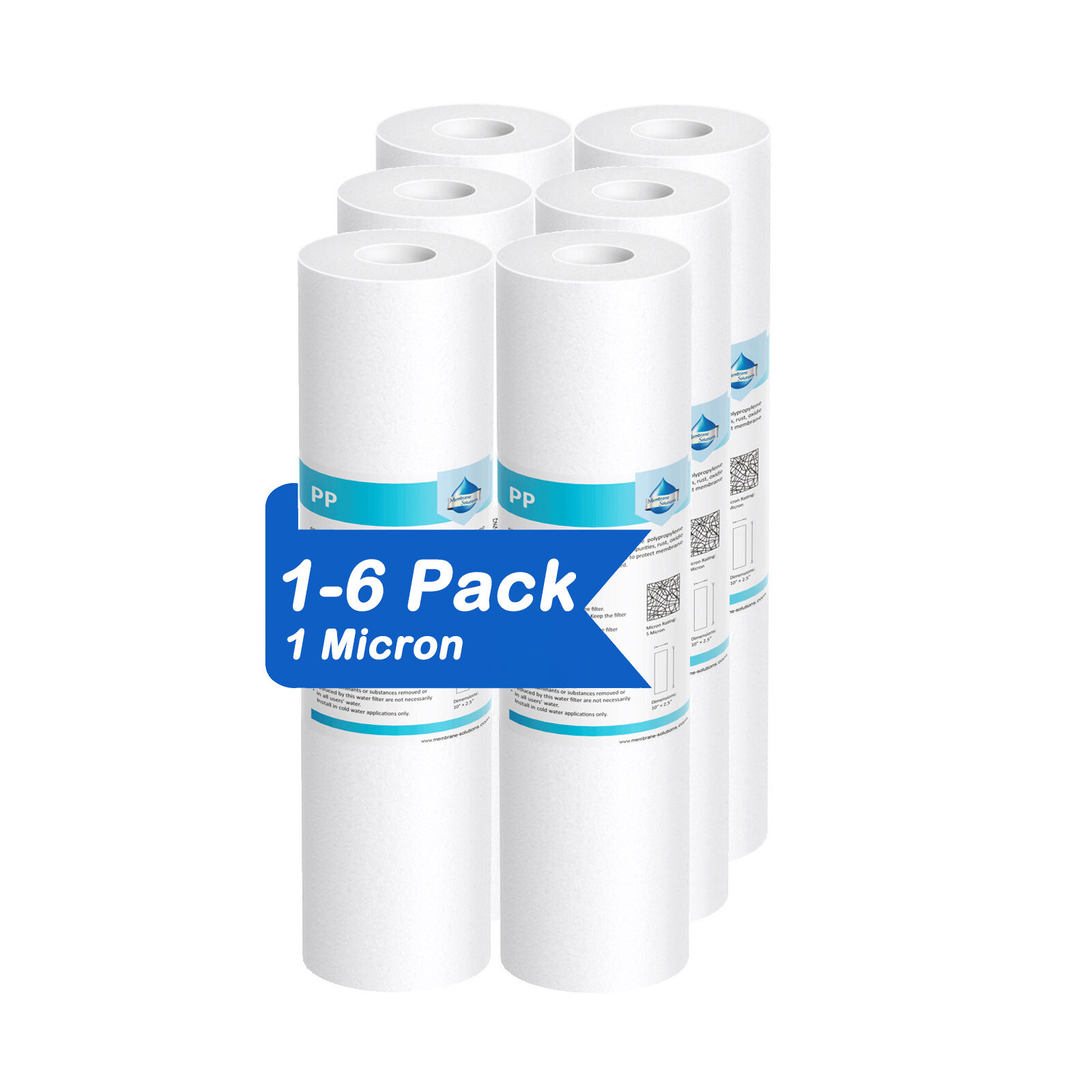 1-6 Pack 1 Micron 10×2.5″ Sediment Water Filter Cartridges Replacement Household