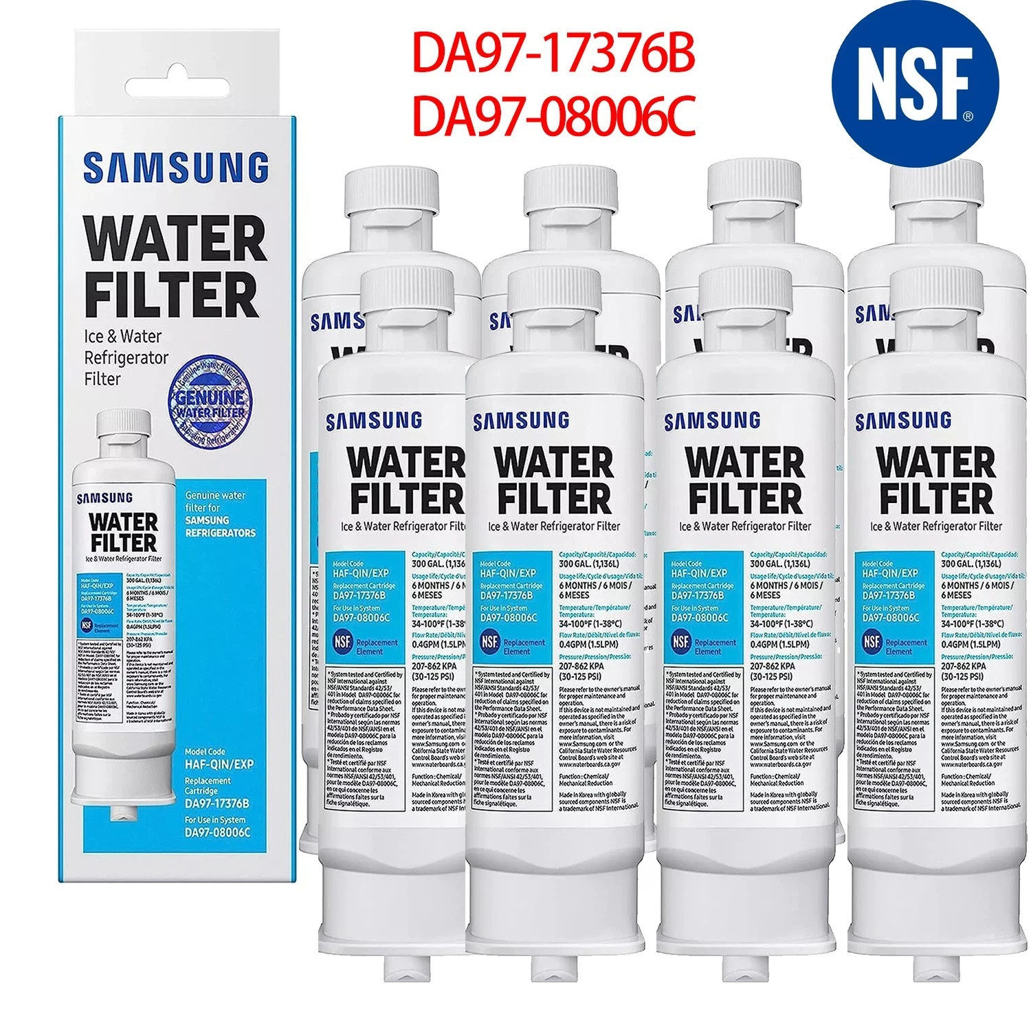 Genuine Samsung DA97-17376B HAF-QIN/EXP Refrigerator Filter 2-8 Pack