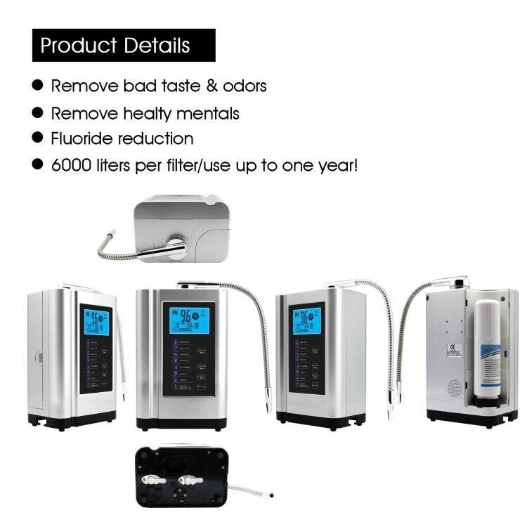 Alkaline Water Ionizer machine hydrogen water Purifier pH3.5-10.5 Water filter