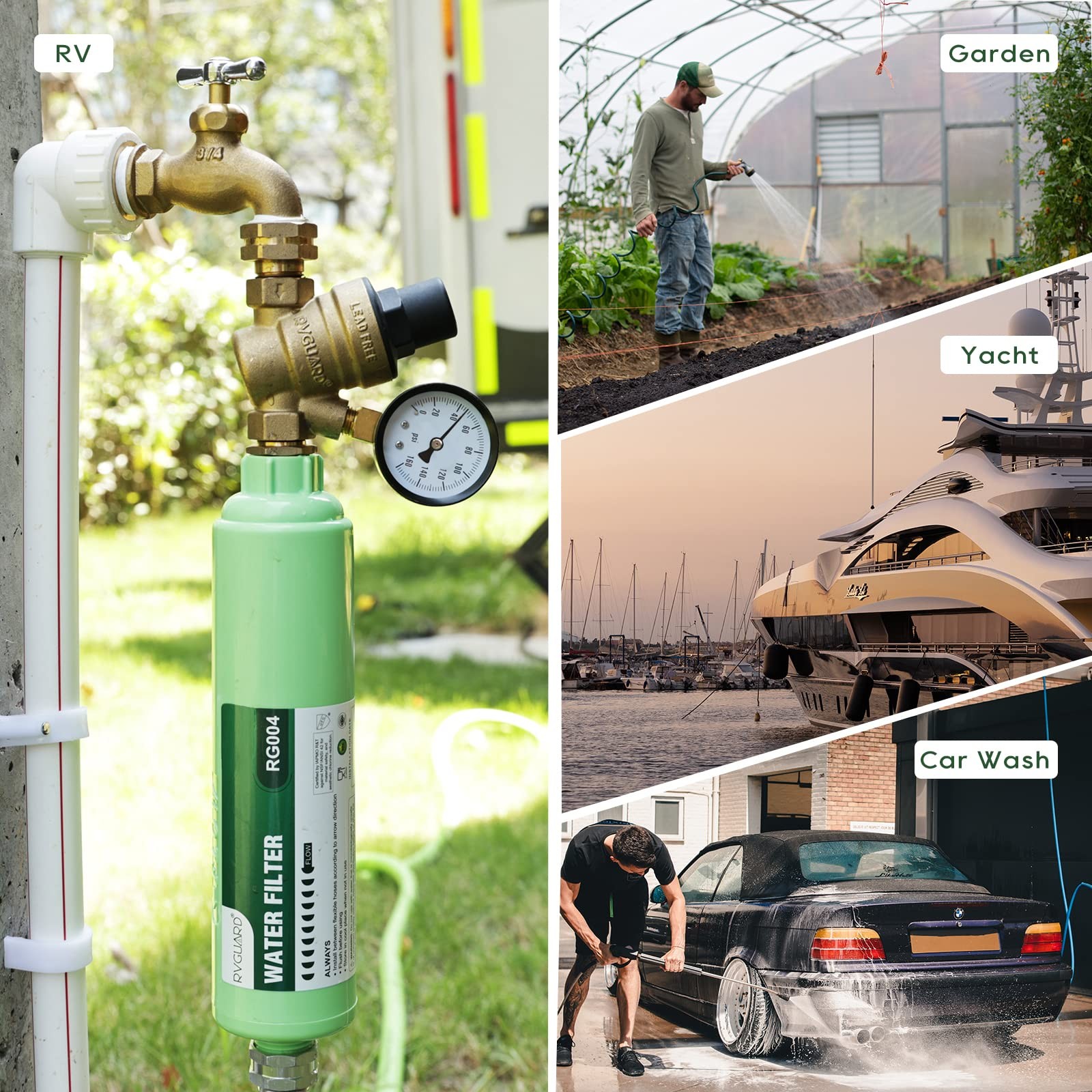 Inline RV Water Filter Reduces Odors, Bad Taste, Rust & Chlorine 4 Pack