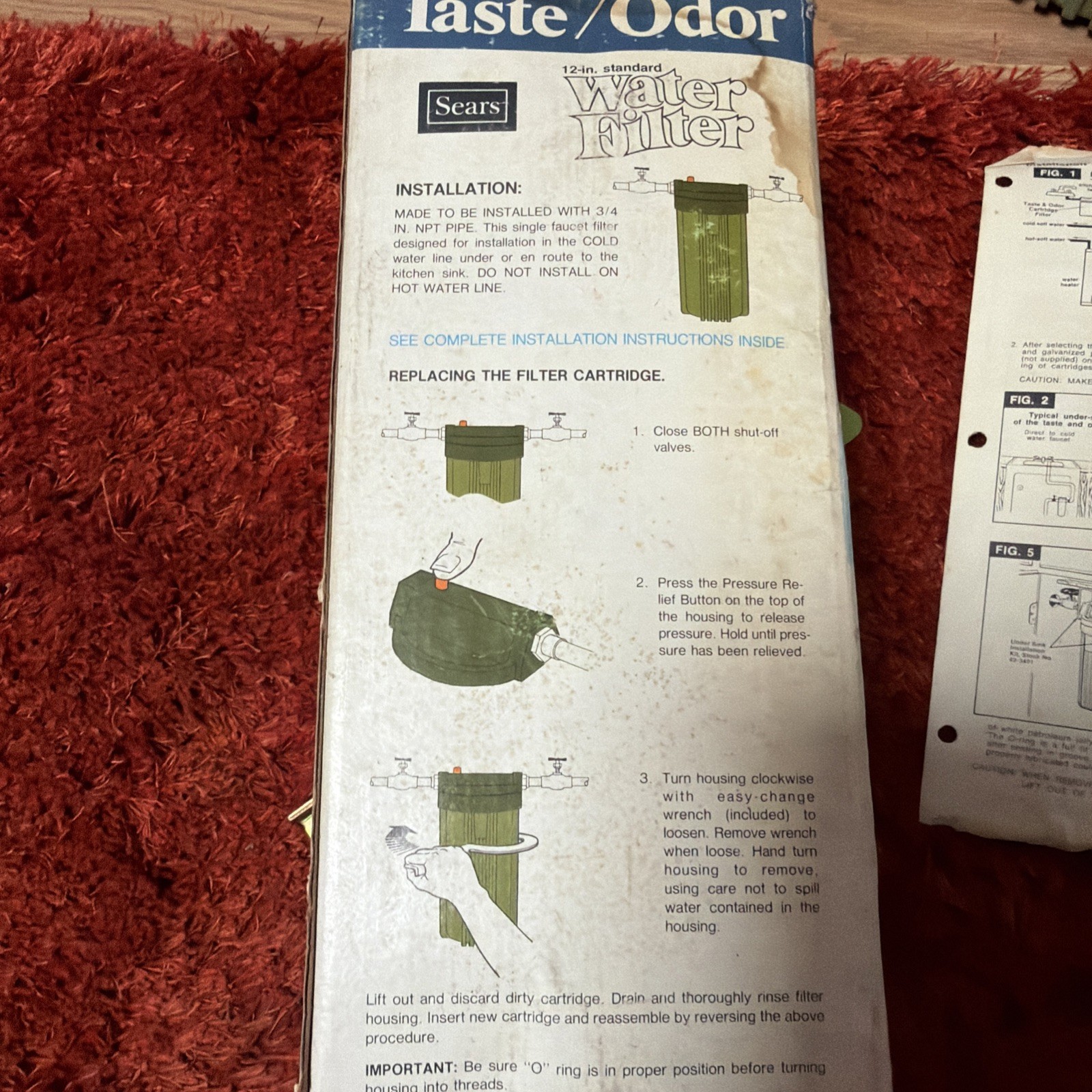 Vintage SEARS 12-Inch Standard WATER FILTER 42-3464 Avocado Green