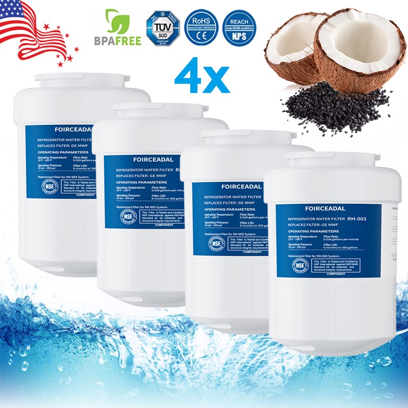 4pcs For GE MWF 46-9991 MWFP BSS25JFRJWW Smartwater Fridge Water & Ice Filter