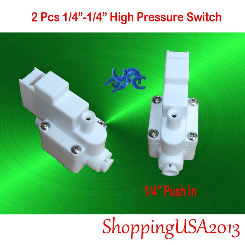 2 Pcs 1/4″-1/4″ High Pressure Switch Push In Quick Connect RO Water Filter