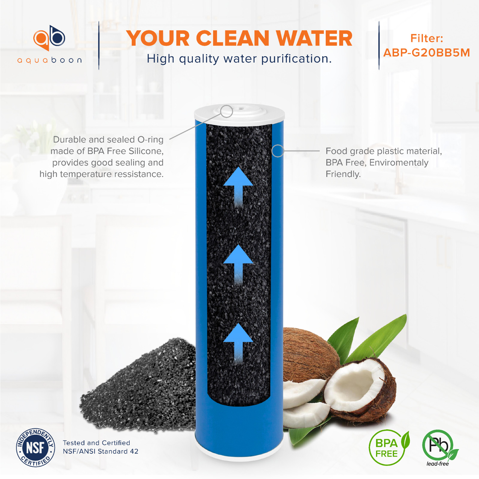 3-Stage Big Blue 20″ Whole House System 1″ Port+,GAC, 2 Sediment Filters,Gauge