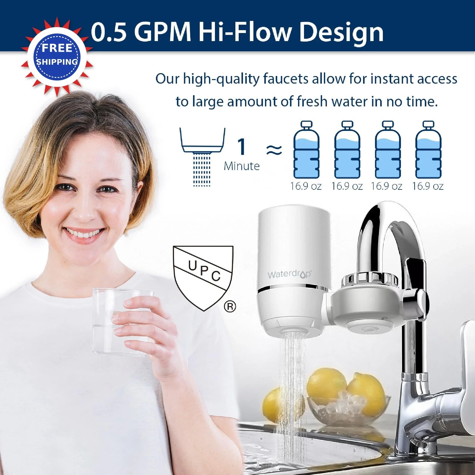 Waterdrop Replacement Filter Pack 3 Reduces Chlorine Taste Odor 9 Months