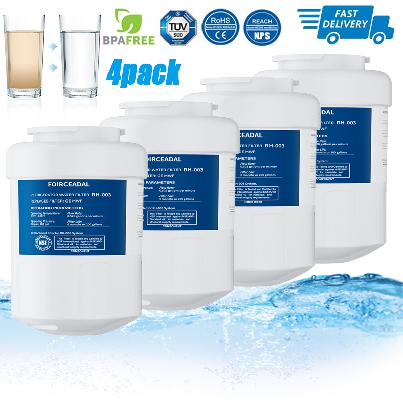 4pcs For GE MWF 46-9991 MWFP BSS25JFRJWW Smartwater Fridge Water & Ice Filter