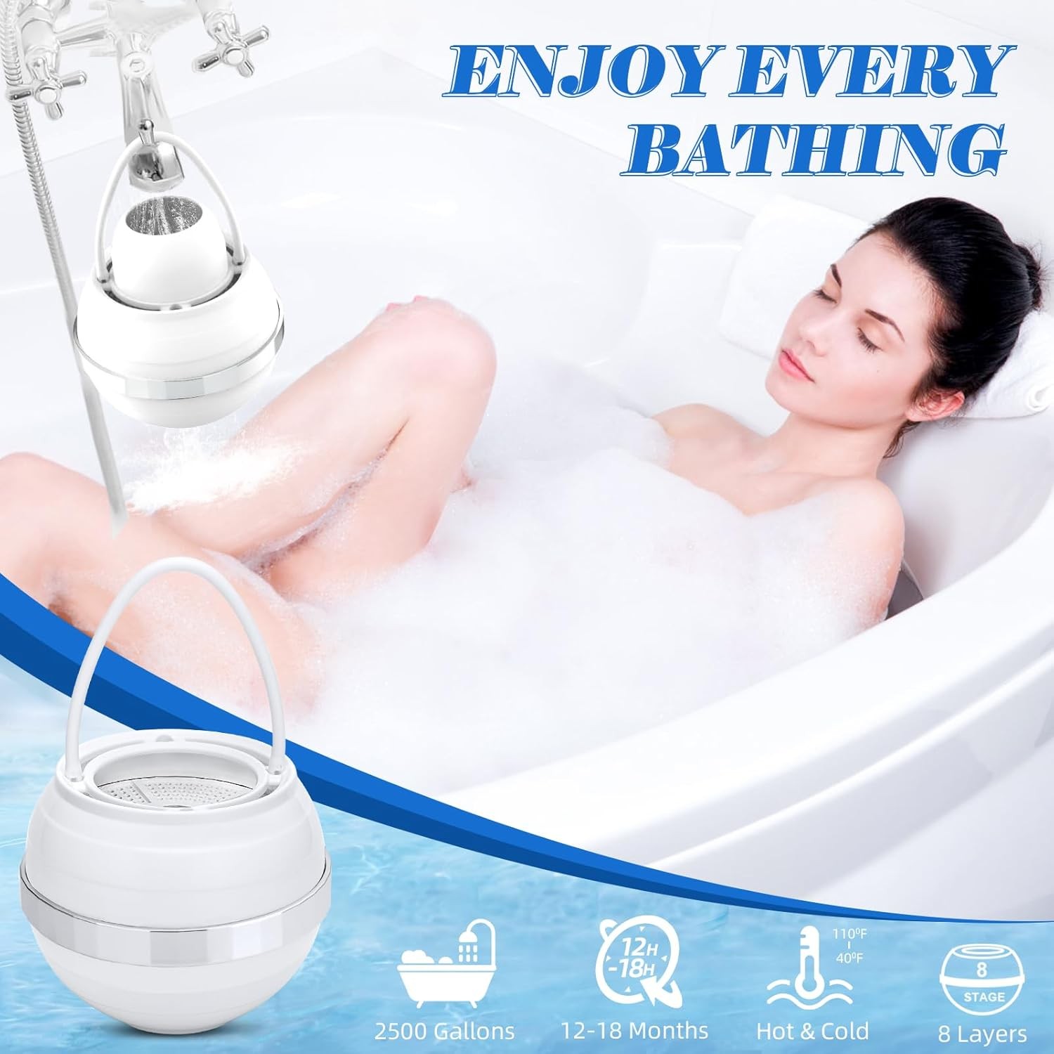 Bath Filter for Tub – Bathtub Water Filter for Softer Skin & Hair,8 Stages Hotel