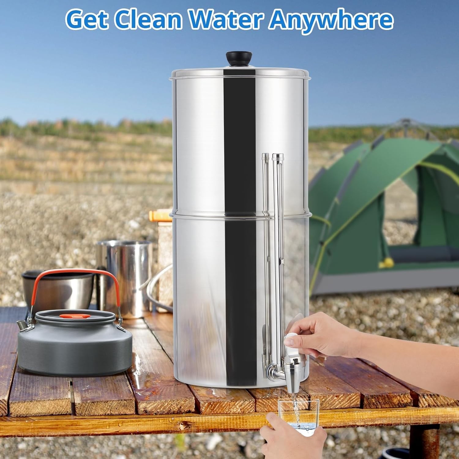 Gravity Water Filter System 2 Filters 2.25 Gal Stainless Steel System Purifier