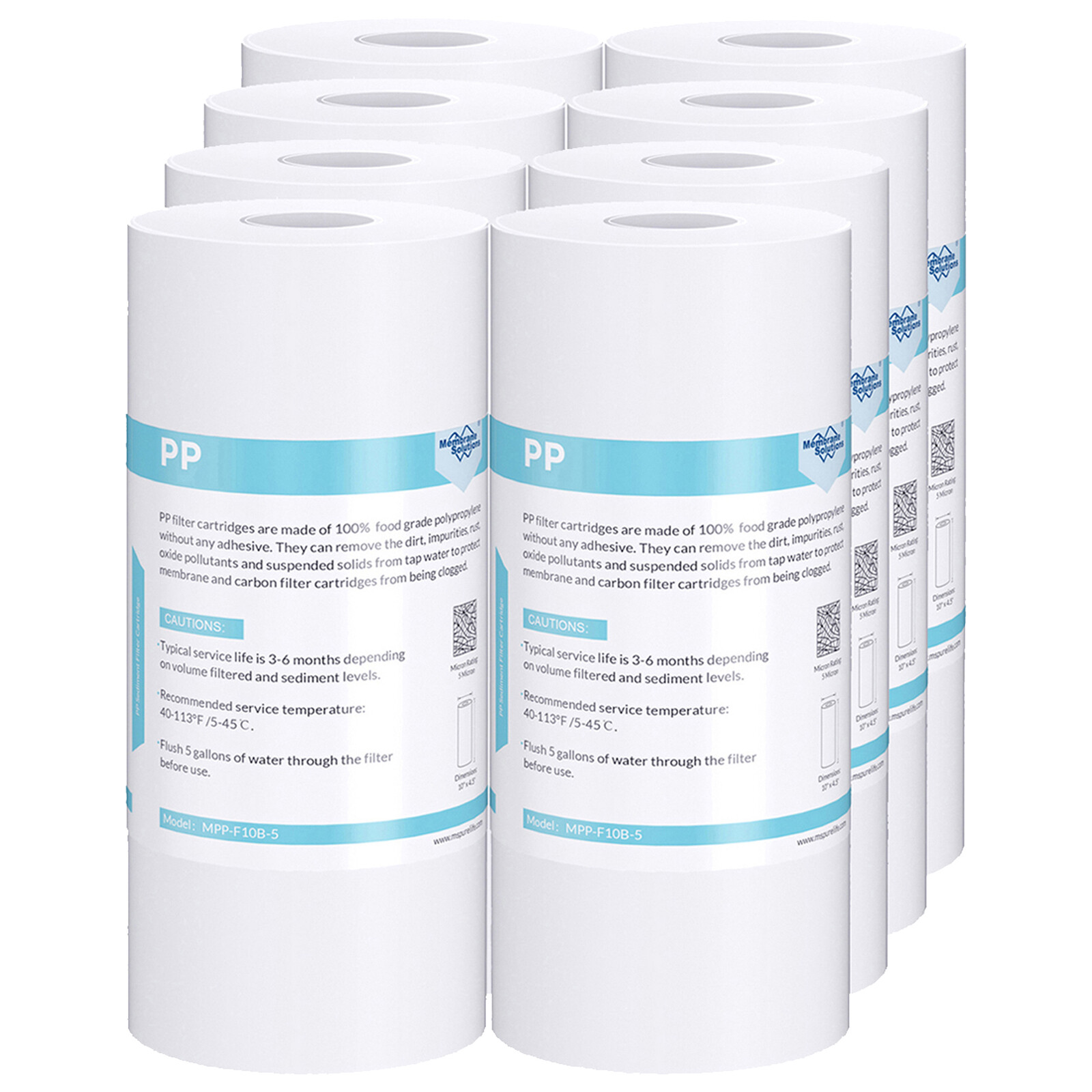 1-8 Pack 5 Micron 10″x4.5″ Melt-Blown Big Blue Sediment Water Filter Whole House