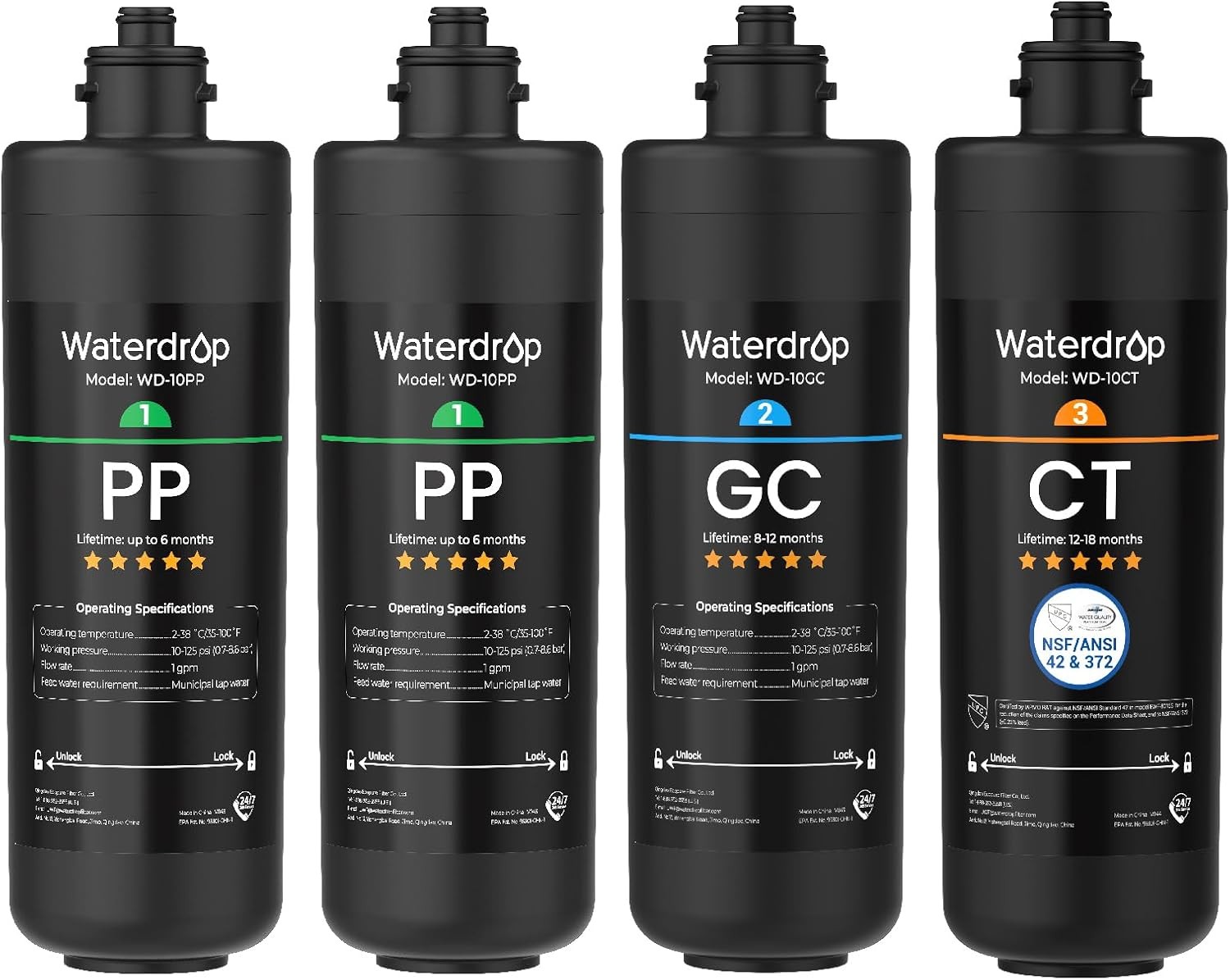 Waterdrop 3-Stage Replacement Under Sink Water Filter for Waterdrop TSA&TSB(4)