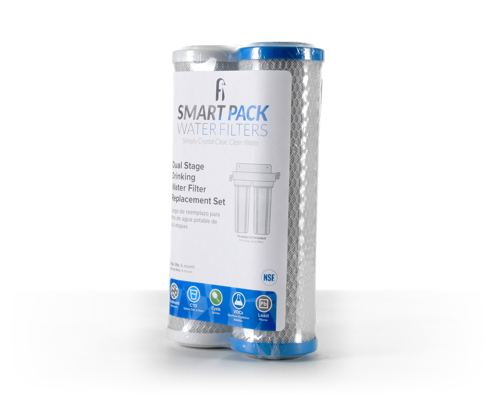 Dual Stage Drinking Water Filter Replacement Set, filters VOC Mercury Lead Cysts