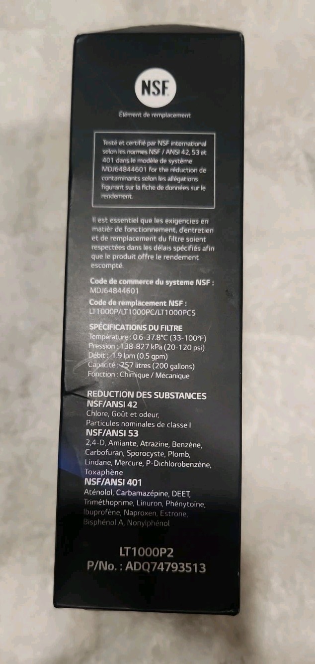 LG Water Filter Replacement Cartridge LT1000P2 Genuine Filter. SEALED