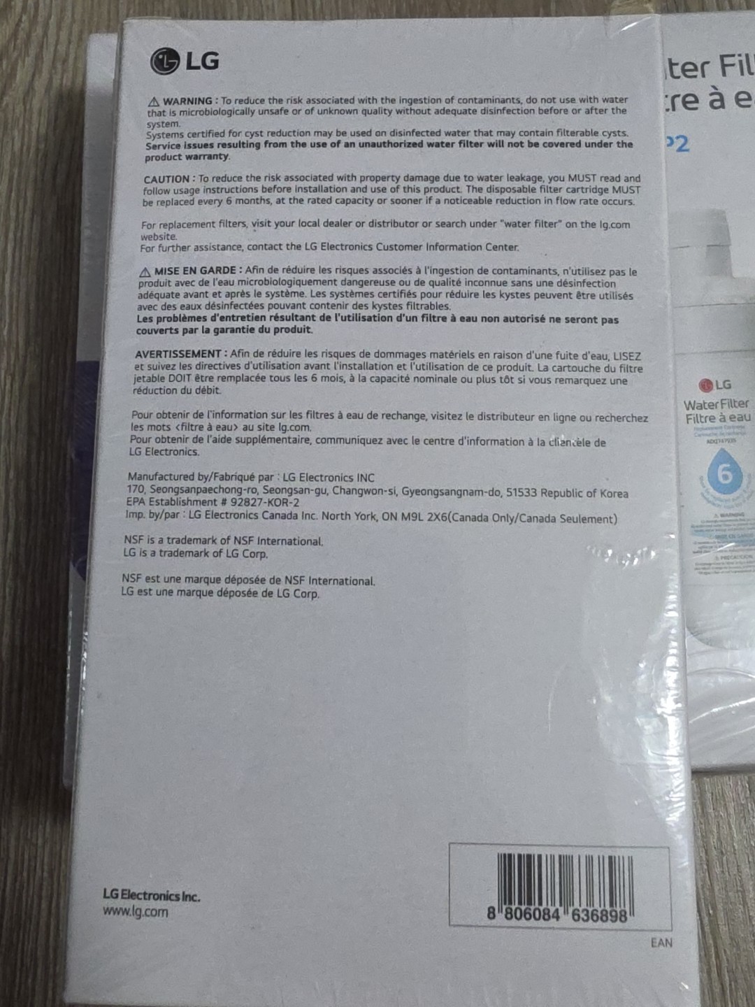 LG LT1000P2 Water Filter Replacement Cartridge 3 Pack